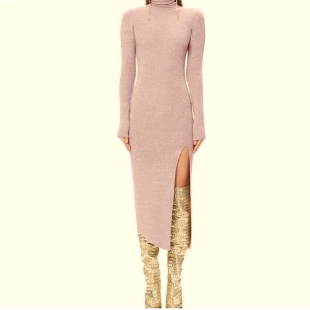 AFRM Jax Metallic Maxi Sweater Dress Nude Size S